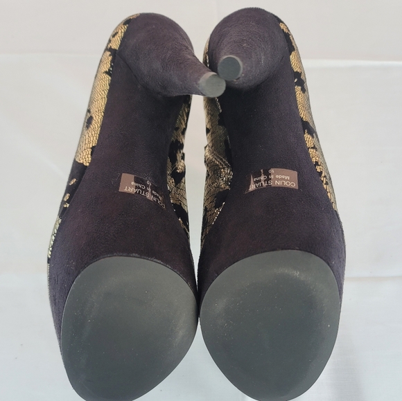 NEW Colin Stuart Platform Black and Silver Metallic Booties - Picture 10 of 13